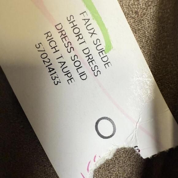 Brand New Chico's Women's Size 0 Taupe Brown Solid Faux Suede Short Mini Dress - Picture 3 of 9